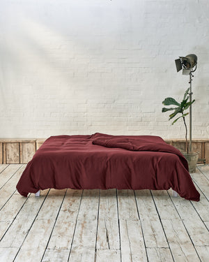 burgundy duvet cover. 