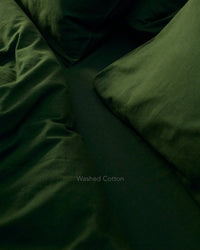 dark green washed cotton bedding