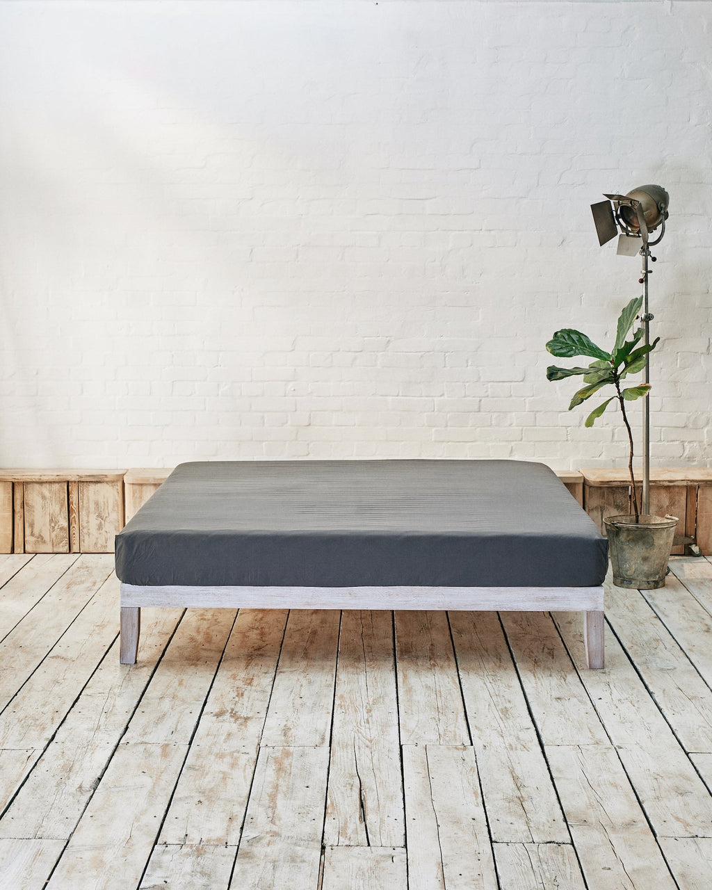 dark grey cotton fitted sheet