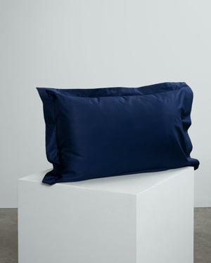 navy blue oxford pillowcase pair. 