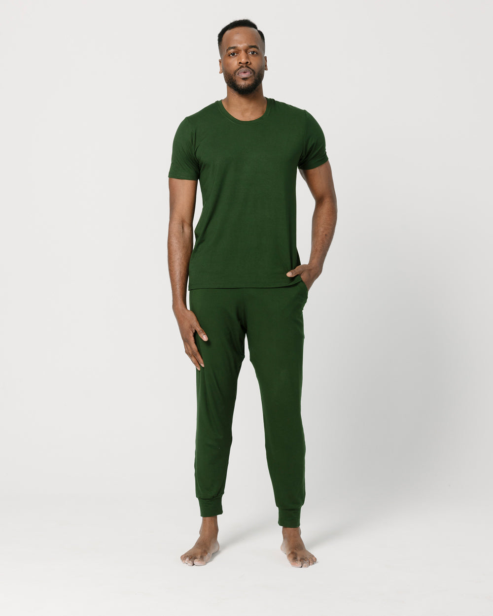 Dark Green Jogger Pants, Bamboo Men's Jogger Pants